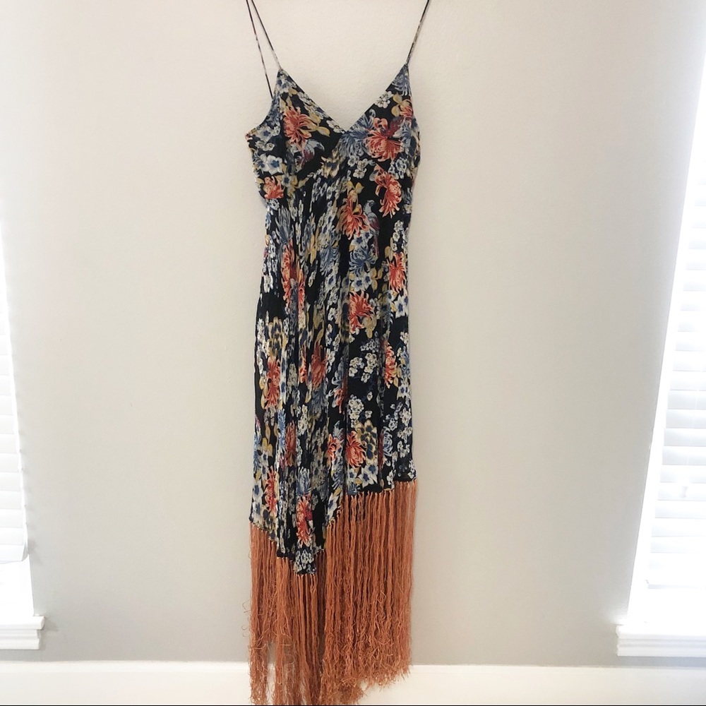 ASOS Floral Print Fringe Maxi Dress NWT